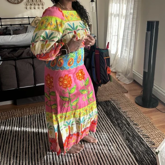 FARM Rio Vibrant Floral Long Sleeve Dress (Size M) - Picture 4 of 6